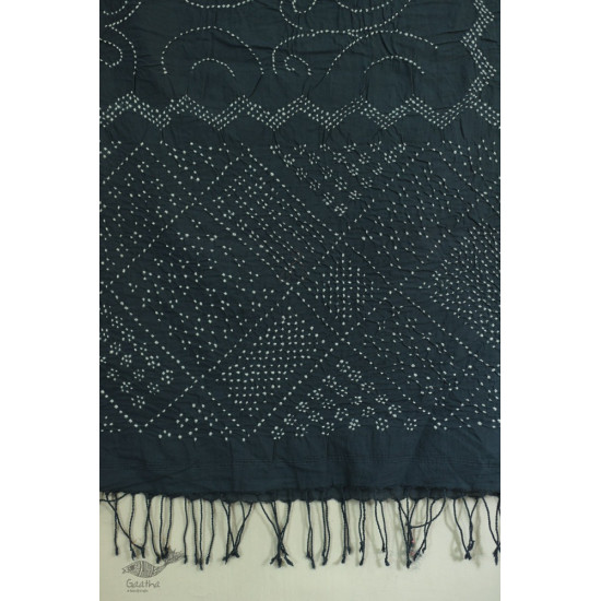 shop Natural Color bandhani -  Handloom Cotton Grey Stole 