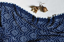 Lahza . लहज़ा | Natural Color Bandhani - Handloom Cotton Stole - Indigo