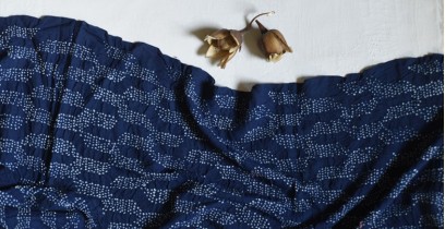 Lahza . लहज़ा | Natural Color - Mul Handloom Cotton - Bandhani Stole - Blue