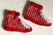 Igloo ~ Hand Knitted - Woolen Socks With Hair Band - Red & White