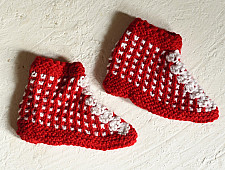 Igloo ~ Hand Knitted - Woolen Socks With Hair Band - Red & White