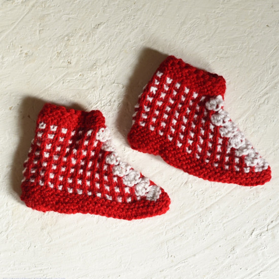 shop Hand Knitted - Woolen Socks With Hair Band - For Girls - Red & White