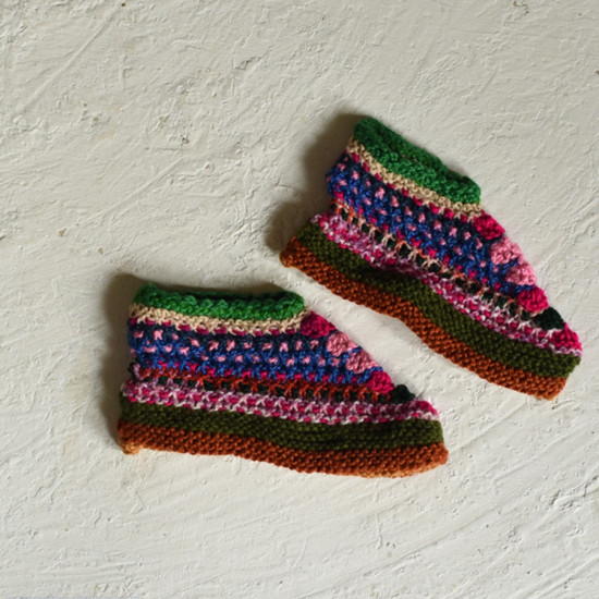 shop Hand Knitted - Woolen Socks With Hair Band - For Girls - Multi Color