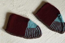 Igloo ~ Hand Knitted - Woolen Socks With Hair Band - Brown