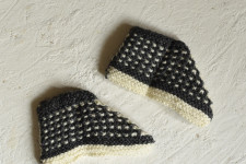 Igloo ~ Hand Knitted - Woolen Socks With Hair Band - Grey & Cream