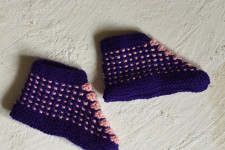 Igloo ~ Hand Knitted - Woolen Socks With Hair Band - Purple