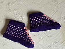 Igloo ~ Hand Knitted - Woolen Socks With Hair Band - Purple