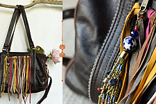 The Blue Lotus | Leather Boho Hand Bag - Black & Brown