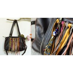 The Blue Lotus | Leather Boho Hand Bag - Black & Brown