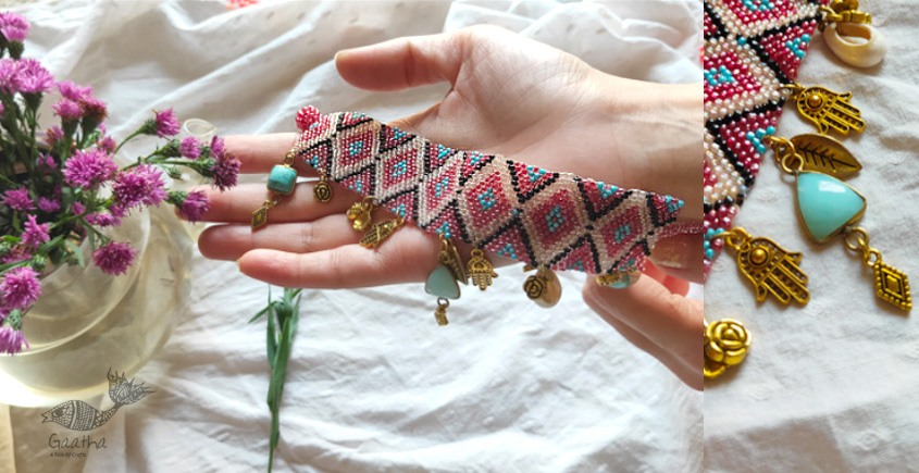 shop handmade Designer Bead & Gemstone Bracelet - Pink