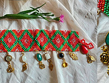 Power Goddess | Bead & Gemstone Bracelet - Red & Green