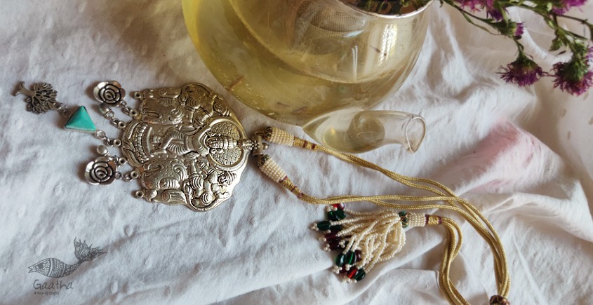 shop handmade Designer Bead & stone Long Necklace  - Krishna Pendant 