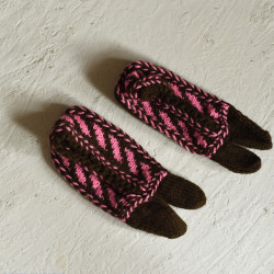 Igloo ~ Himalayan Woolen Socks With Hair Band - Pink & Brown