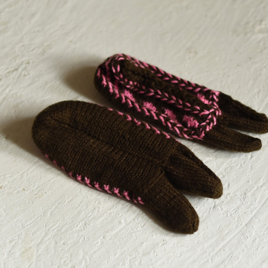 shop Hand Knitted - Woolen Socks With Hair Band - For Girls - Pink & Brown