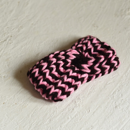 shop Hand Knitted - Woolen Socks With Hair Band - For Girls - Pink & Brown