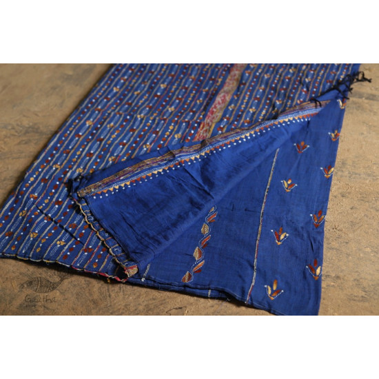 सूती ▦ Handloom Cotton Saree ~ Kantha work ~ 48