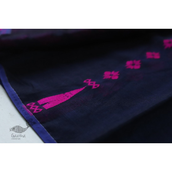  Jacquard Hand loom Dhakai Jamdani Navy Blue Saree