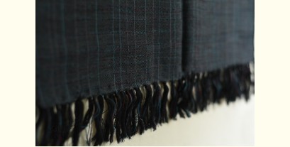 Kilmora  ✜ Handloom Woolen Striped Stole - Carbon Black