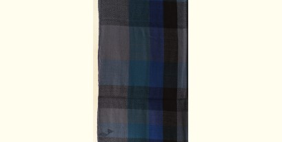 Kilmora | Hand Spun Wool Stole - Blue & Black Big Checks