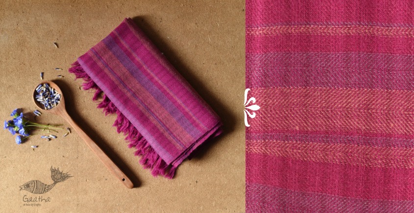 shop Handwoven Woolen Stole -  Magenta