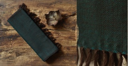 Cold Hands, Warm Heart.. | Handwoven Woolen Muffler / Scarf - Green & Black
