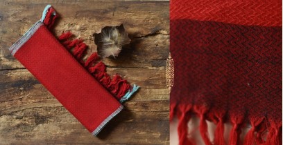 Cold Hands, Warm Heart.. | Handwoven Woolen Muffler / Scarf - Red