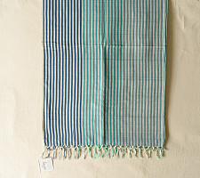 Mountain Loom ✜ Handloom Cotton Stole - Blue Stipes