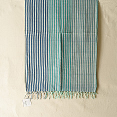 Mountain Loom ✜ Handloom Cotton Stole - Blue Stipes