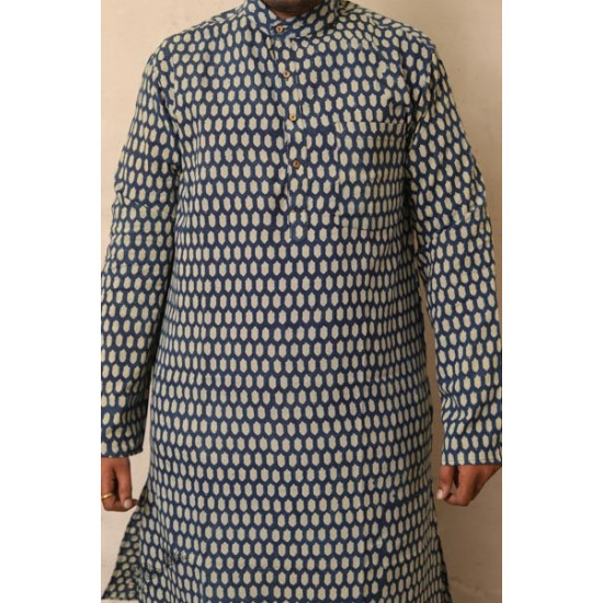 Advay : अद्वय  | Ajrakh printed - Cotton long kurta - 8