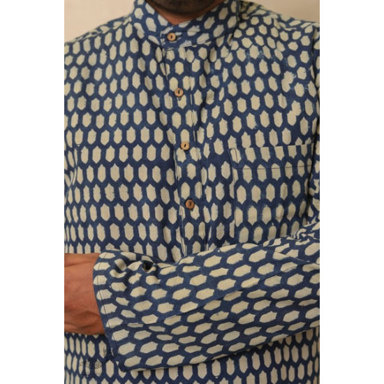 Advay : अद्वय  | Ajrakh printed - Cotton long kurta - 8