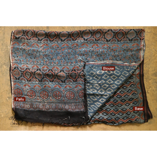 फ़लक ✽ Ajrakh Linen Saree ~ 13