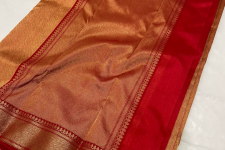 Padmapriya | Handwoven Chanderi Silk Full Zari Saree - Red & Golden