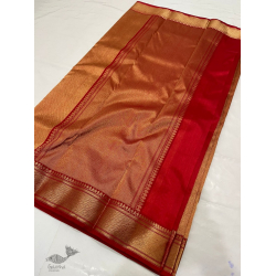 Padmapriya | Handwoven Chanderi Silk Full Zari Saree - Red & Golden