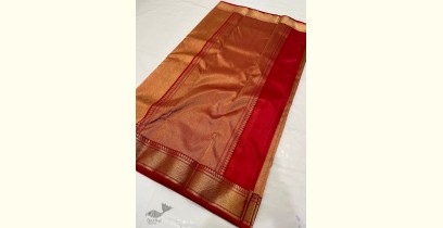 Padmapriya | Handwoven Chanderi Silk Full Zari Saree - Red & Golden