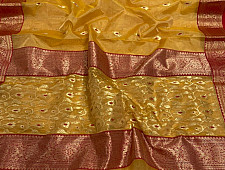 Padmapriya | Handwoven Chanderi saree - Mustard Yellow