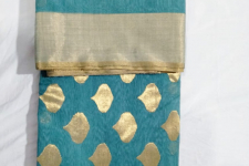 Padmapriya | Handwoven Chanderi Silk saree - Sky Blue