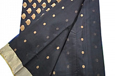 Padmapriya | Chanderi Silk - Handwoven Saree - Black