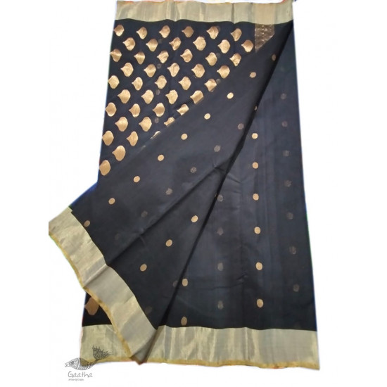 online shop handwoven chandri silk Black saree