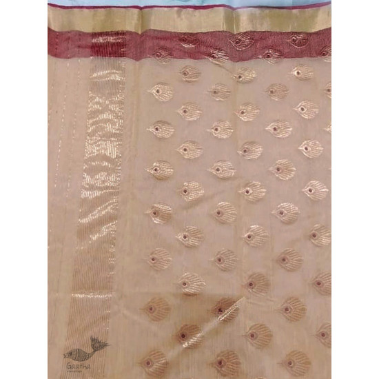 online shop handwoven chandri silk saree  Light Yellow