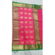 online shop Handwoven Chanderi Silk Pink Saree with Green Zari Border