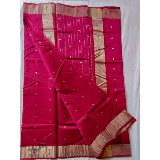 online shop handwoven chandri silk saree Rani-pink