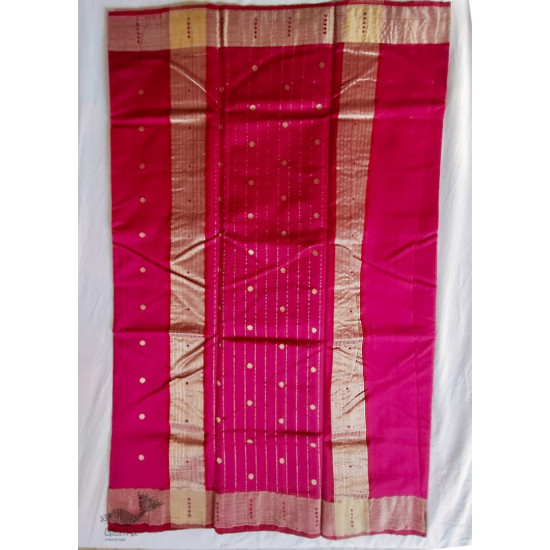 online shop handwoven chandri silk saree Rani-pink