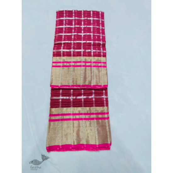 online shop handwoven chandri Dark Pink saree