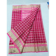 Padmapriya | Handwoven Chanderi saree - Dark Pink