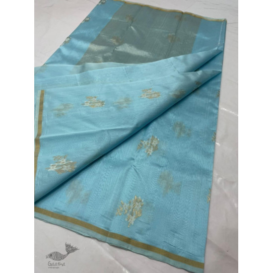 online shop handwoven chandri silk saree Sky Blue