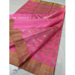 Padmapriya | Chanderi Silk - Handwoven Saree - Light Pink