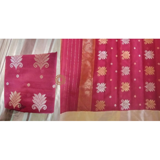 online shop handwoven chandri silk pink saree