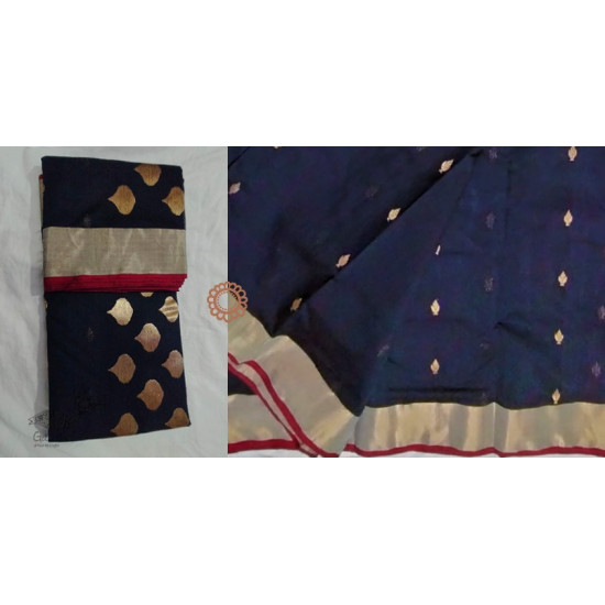 online shop handwoven chandri silk Black saree