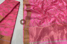 Padmapriya | Chanderi Silk - Handwoven Saree - Light Pink