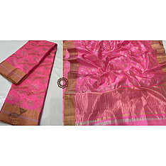 Padmapriya | Chanderi Silk - Handwoven Saree - Light Pink
